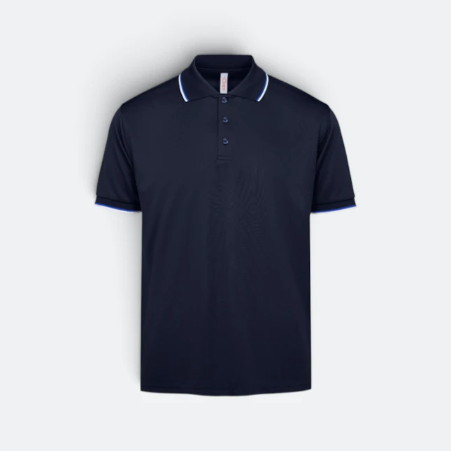 Qd65 quick dry tipped collar and cuff polo shirt navy-royal-white colour view