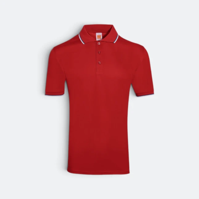 Qd65 quick dry tipped collar and cuff polo shirt red-navy pro-white colour view