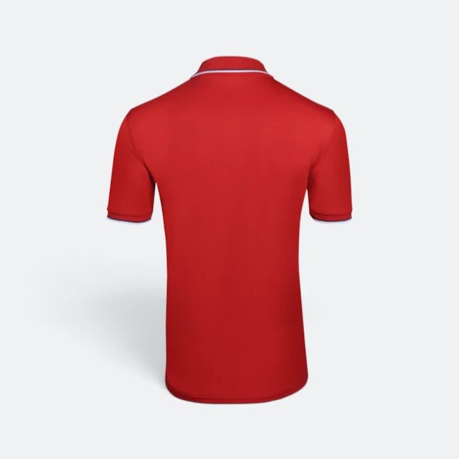 Qd65 quick dry tipped collar and cuff polo shirt red-navy pro-white back view