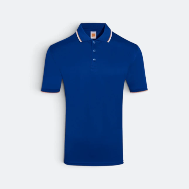 Qd65 quick dry tipped collar and cuff polo shirt royal-gold-white colour view