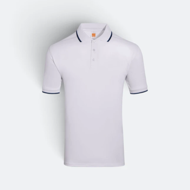 Qd65 quick dry tipped collar and cuff polo shirt white-royal-black colour view