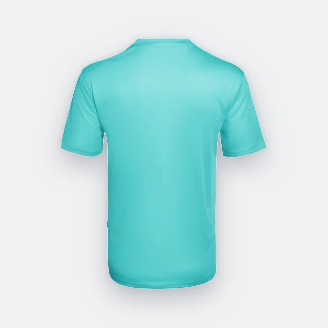 Qd66 quick dry antibac short sleeve basic t-shirt tiffany blue back view