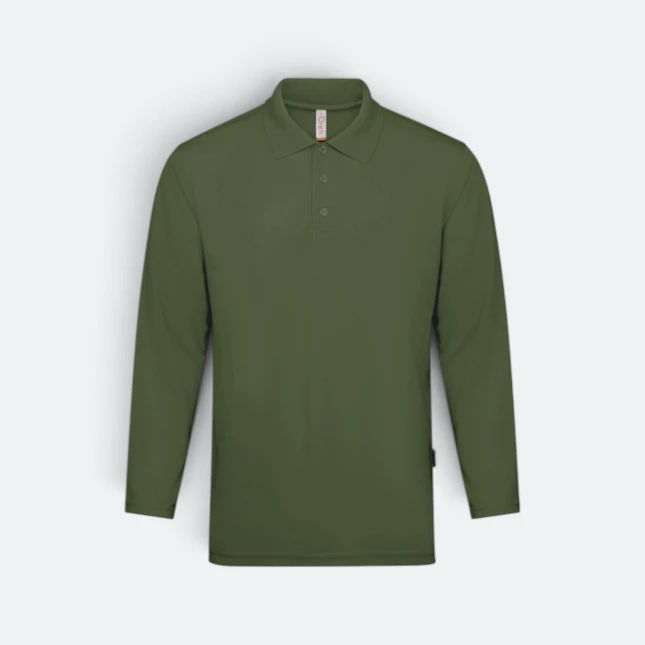 Qd67 quick dry long sleeve basic polo army green colour view