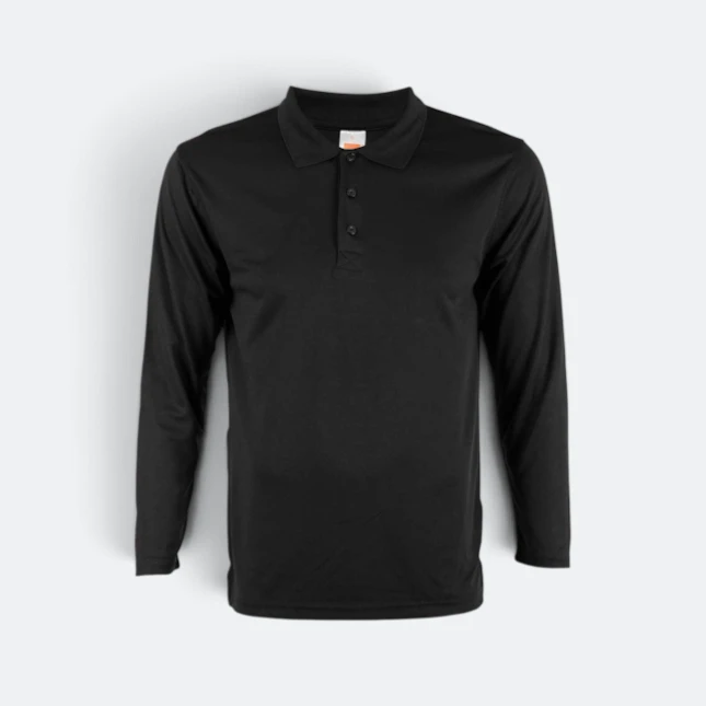 Qd67 quick dry long sleeve basic polo black colour view