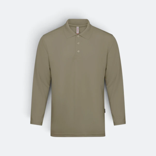 Qd67 quick dry long sleeve basic polo camouflage olive colour view