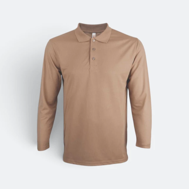 Qd67 quick dry long sleeve basic polo caramel colour view