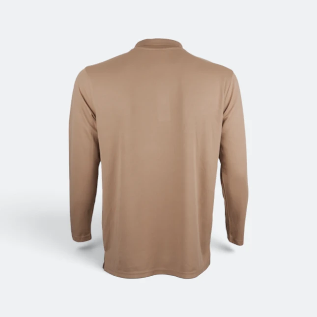 Qd67 quick dry long sleeve basic polo caramel back view
