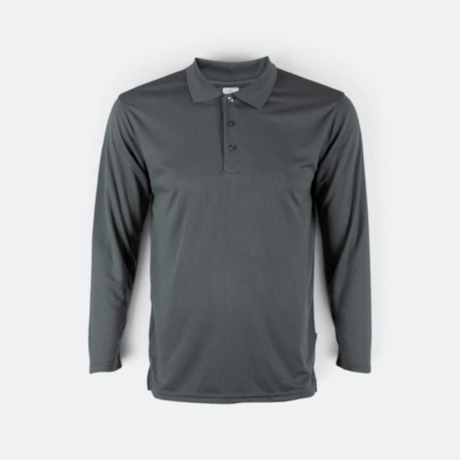 Qd67 quick dry long sleeve basic polo dark grey colour view