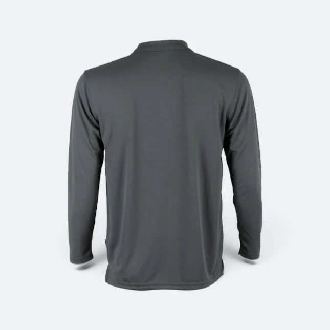 Qd67 quick dry long sleeve basic polo dark grey back view