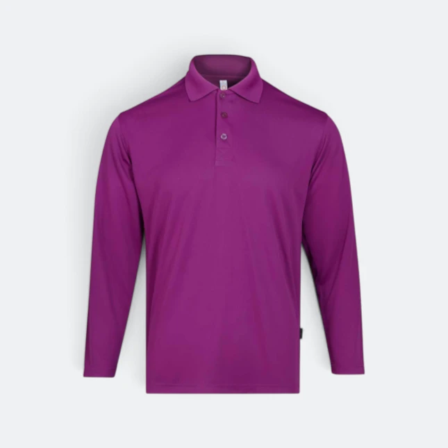 Qd67 quick dry long sleeve basic polo dark purple colour view