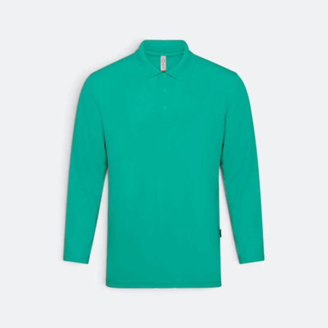 Qd67 quick dry long sleeve basic polo emerald colour view