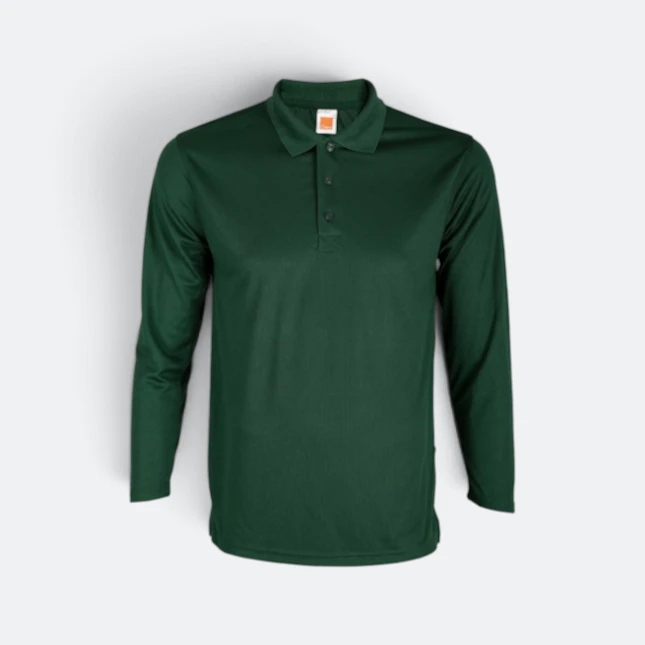 Qd67 quick dry long sleeve basic polo forest green colour view