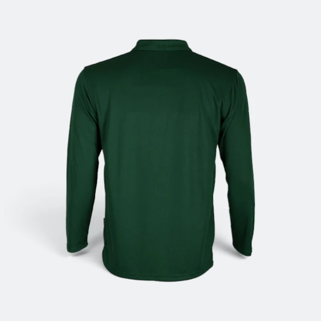Qd67 quick dry long sleeve basic polo forest green back view