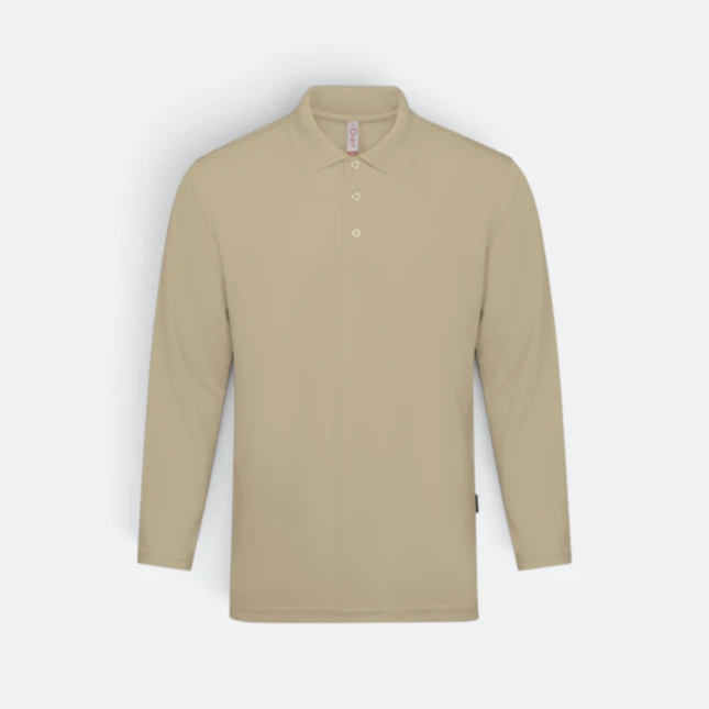 Qd67 quick dry long sleeve basic polo khaki colour view