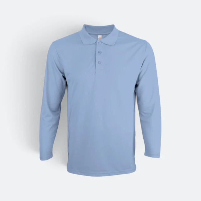 Qd67 quick dry long sleeve basic polo light blue colour view
