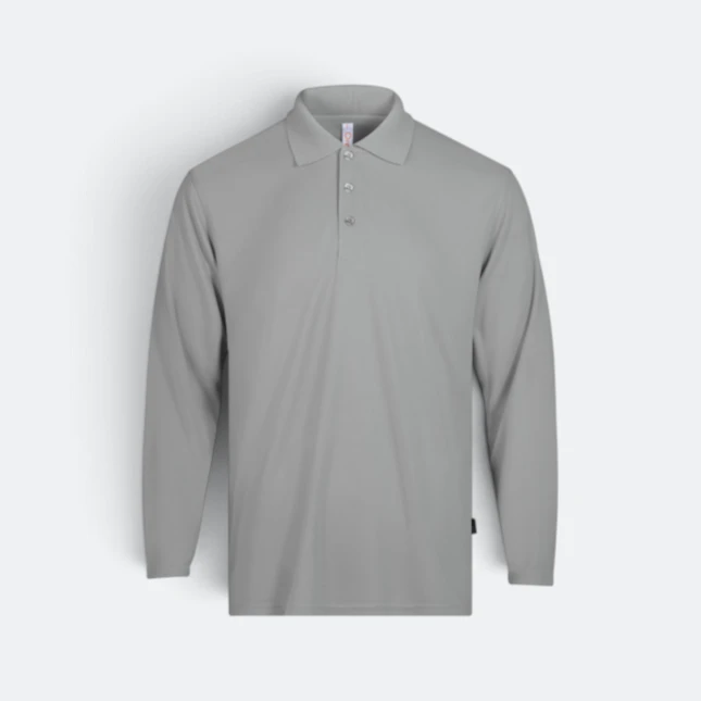 Qd67 quick dry long sleeve basic polo light grey colour view