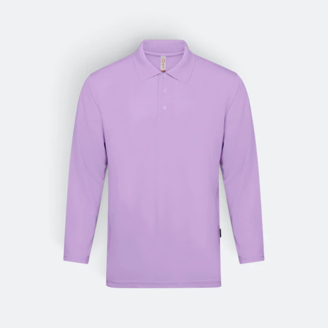 Qd67 quick dry long sleeve basic polo light purple colour view