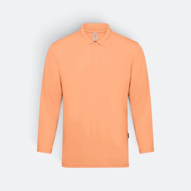 Qd67 quick dry long sleeve basic polo light salmon colour view
