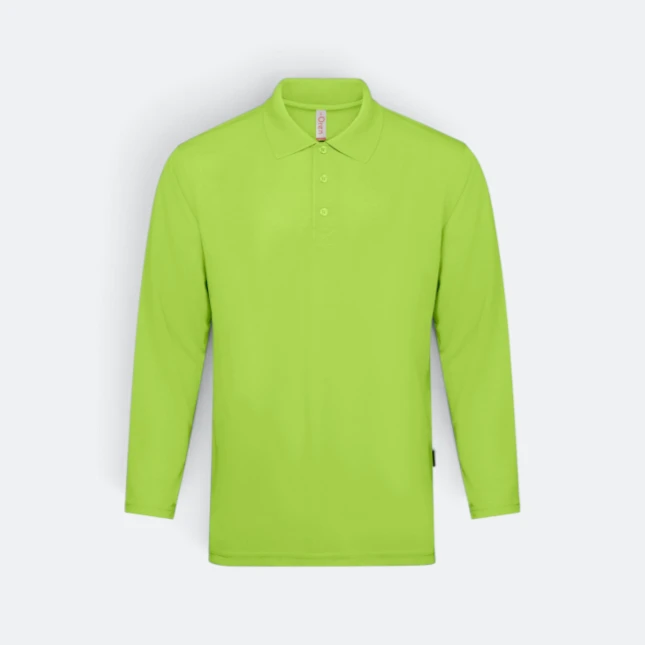 Qd67 quick dry long sleeve basic polo lime green colour view