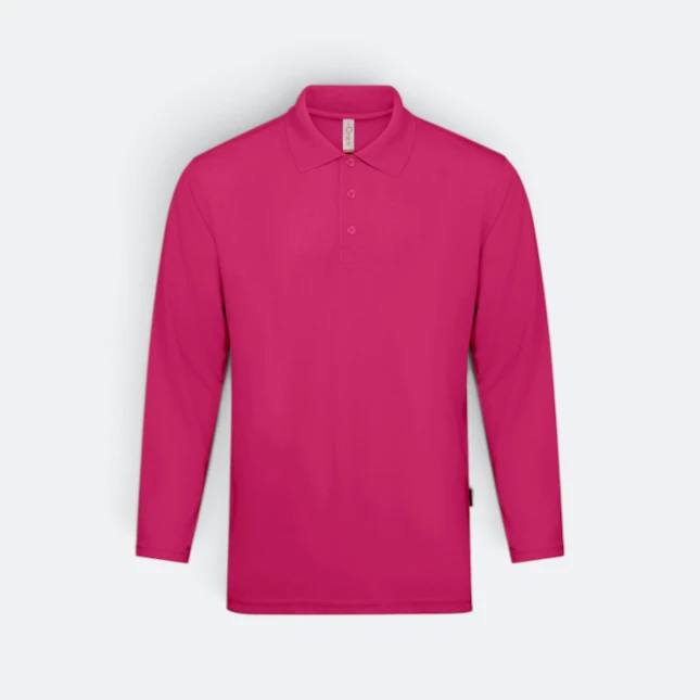 Qd67 quick dry long sleeve basic polo magenta colour view