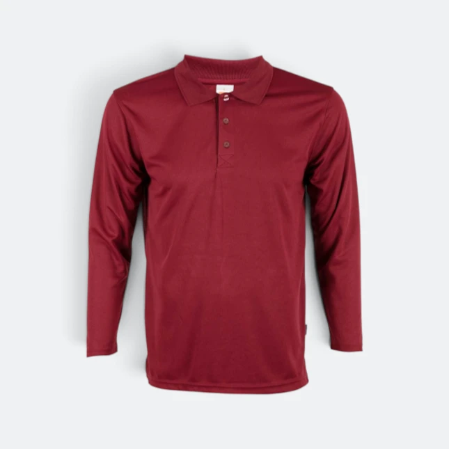 Qd67 quick dry long sleeve basic polo maroon colour view