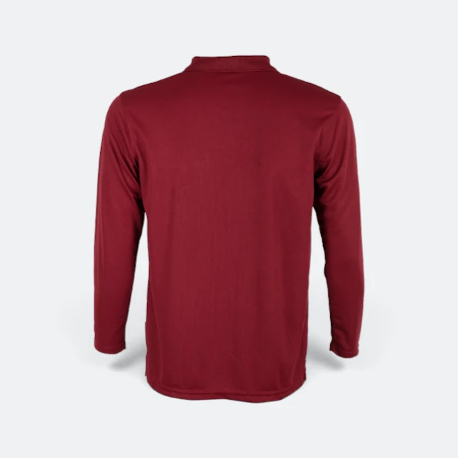 Qd67 quick dry long sleeve basic polo maroon back view