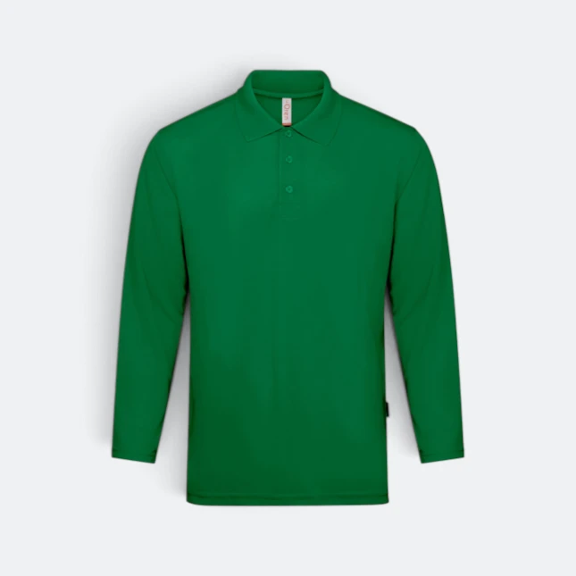 Qd67 quick dry long sleeve basic polo milo green colour view
