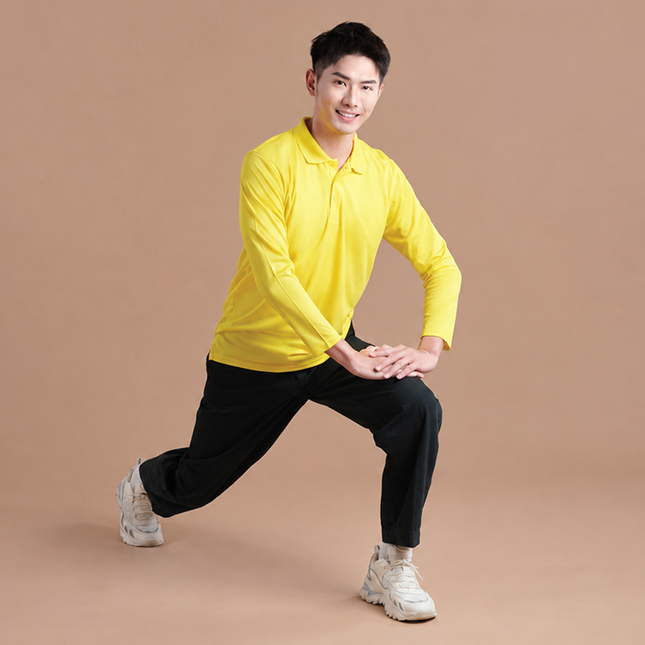 Qd67 quick dry long sleeve basic polo worn by model