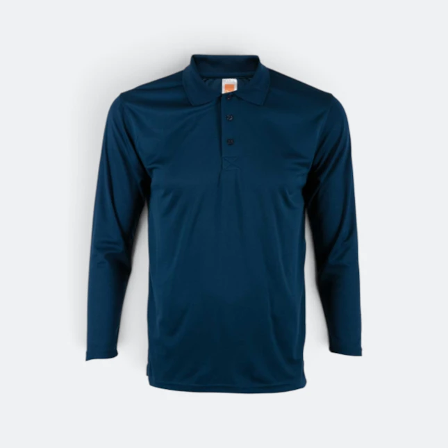 Qd67 quick dry long sleeve basic polo navy pro colour view