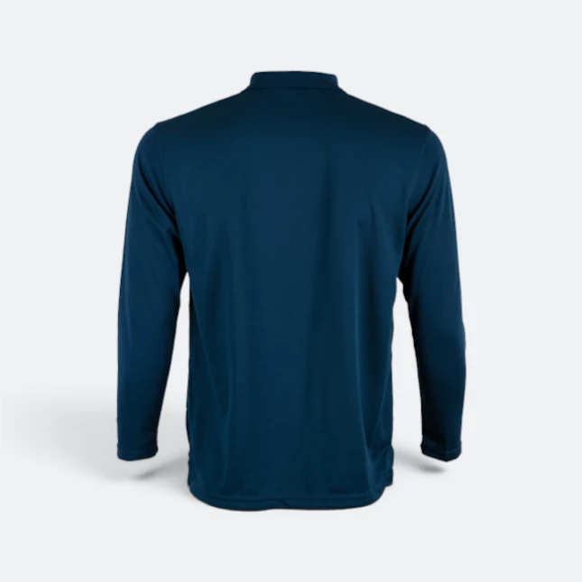 Qd67 quick dry long sleeve basic polo navy pro back view