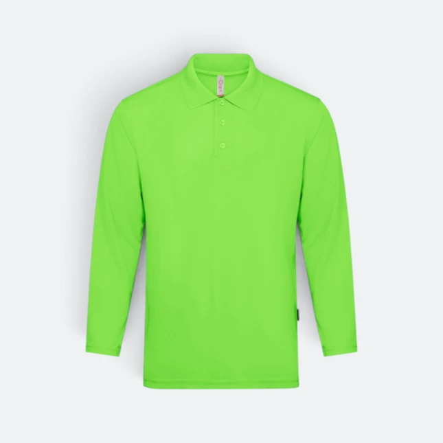 Qd67 quick dry long sleeve basic polo neon green colour view