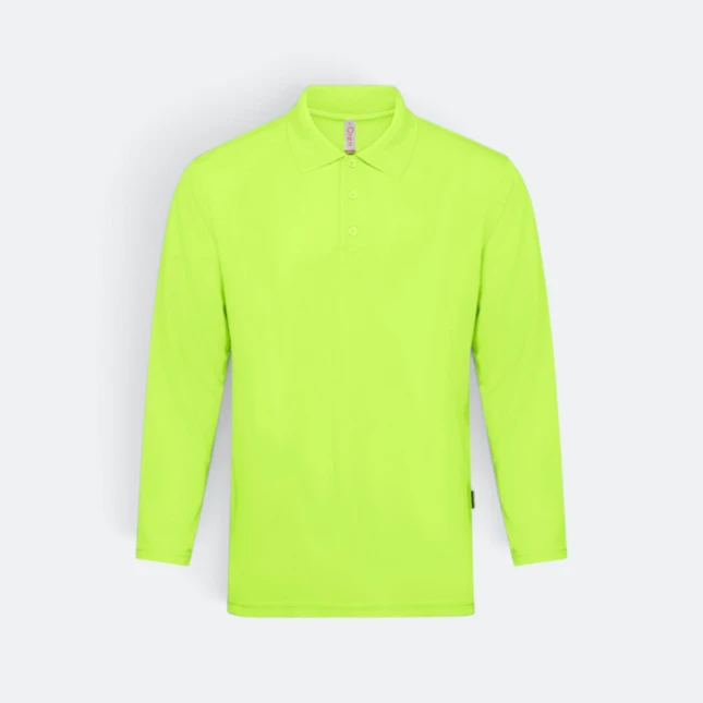 Qd67 quick dry long sleeve basic polo neon yellow colour view