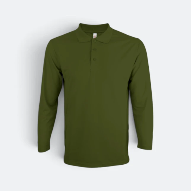 Qd67 quick dry long sleeve basic polo olive colour view
