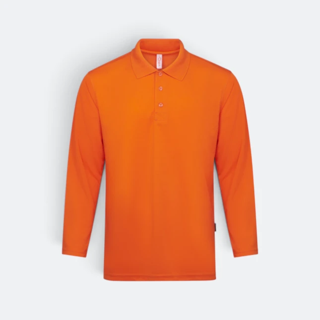 Qd67 quick dry long sleeve basic polo orange colour view