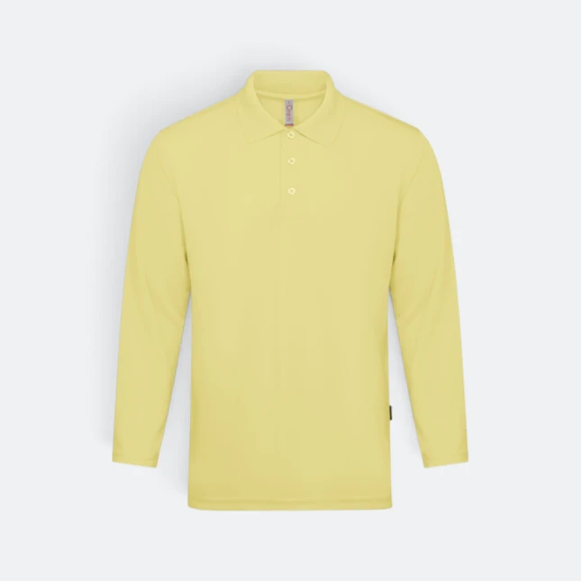 Qd67 quick dry long sleeve basic polo pastel yellow colour view