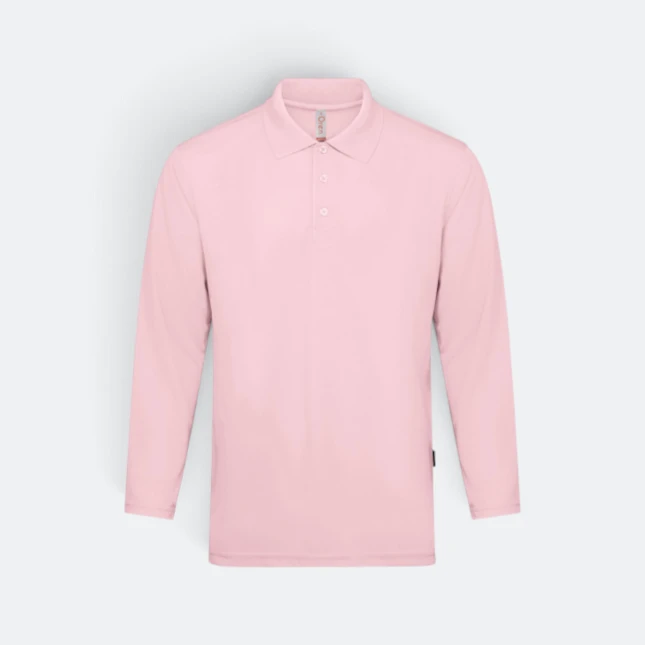 Qd67 quick dry long sleeve basic polo pink colour view