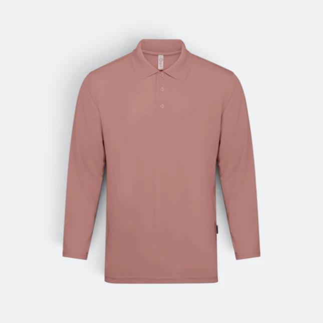 Qd67 quick dry long sleeve basic polo rose dawn colour view