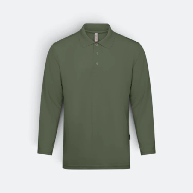 Qd67 quick dry long sleeve basic polo sage green colour view