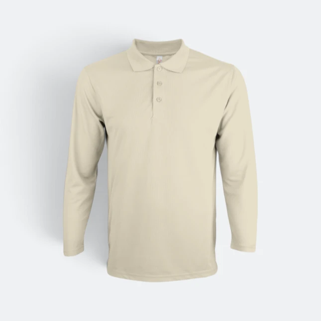 Qd67 quick dry long sleeve basic polo sand colour view
