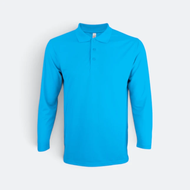 Qd67 quick dry long sleeve basic polo sea blue colour view