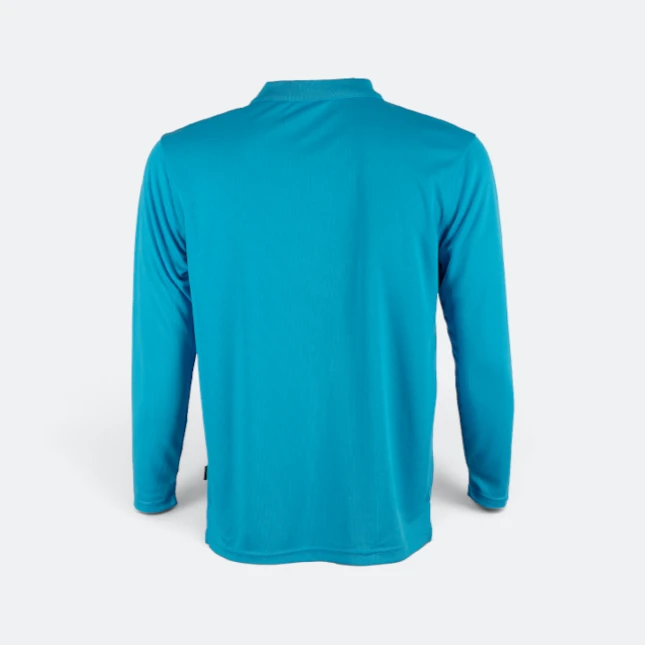 Qd67 quick dry long sleeve basic polo sea blue back view