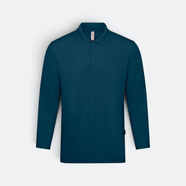 Qd67 quick dry long sleeve basic polo slate blue colour view