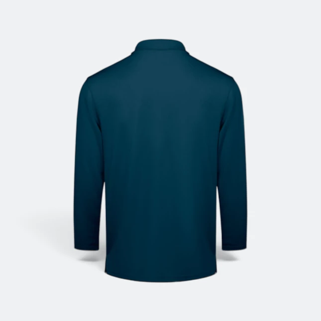 Qd67 quick dry long sleeve basic polo slate blue back view