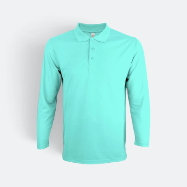 Qd67 quick dry long sleeve basic polo tiffany blue colour view