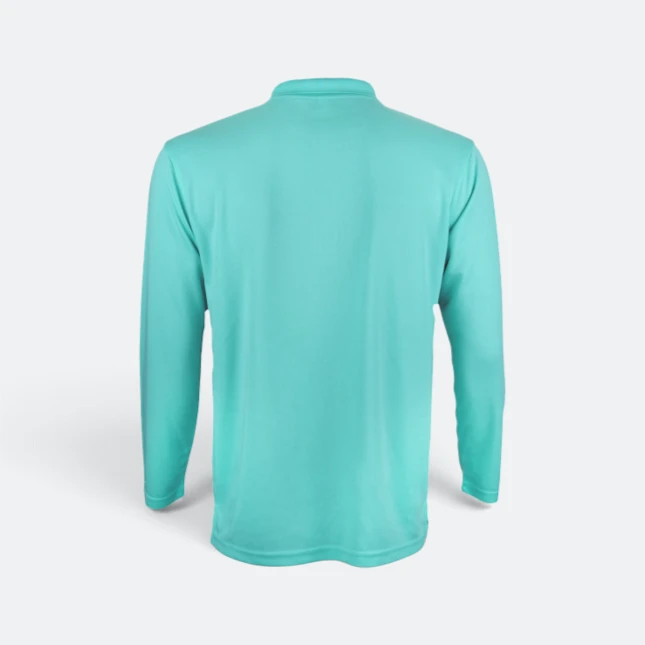 Qd67 quick dry long sleeve basic polo tiffany blue back view