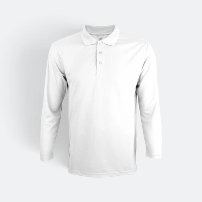 Qd67 quick dry long sleeve basic polo white colour view
