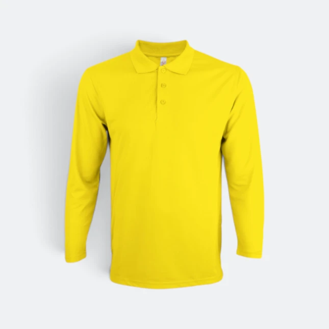 Qd67 quick dry long sleeve basic polo yellow colour view