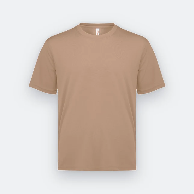 Qd72 quick dry mini eyelet short sleeve t-shirt caramel colour view