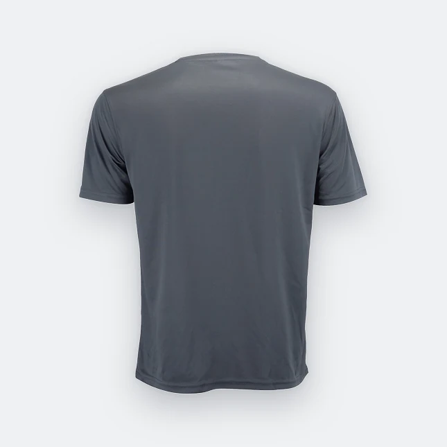 Qd72 quick dry mini eyelet short sleeve t-shirt dark grey back view