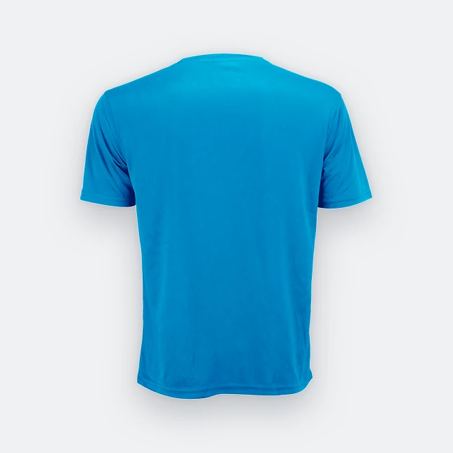 Qd72 quick dry mini eyelet short sleeve t-shirt sea blue back view